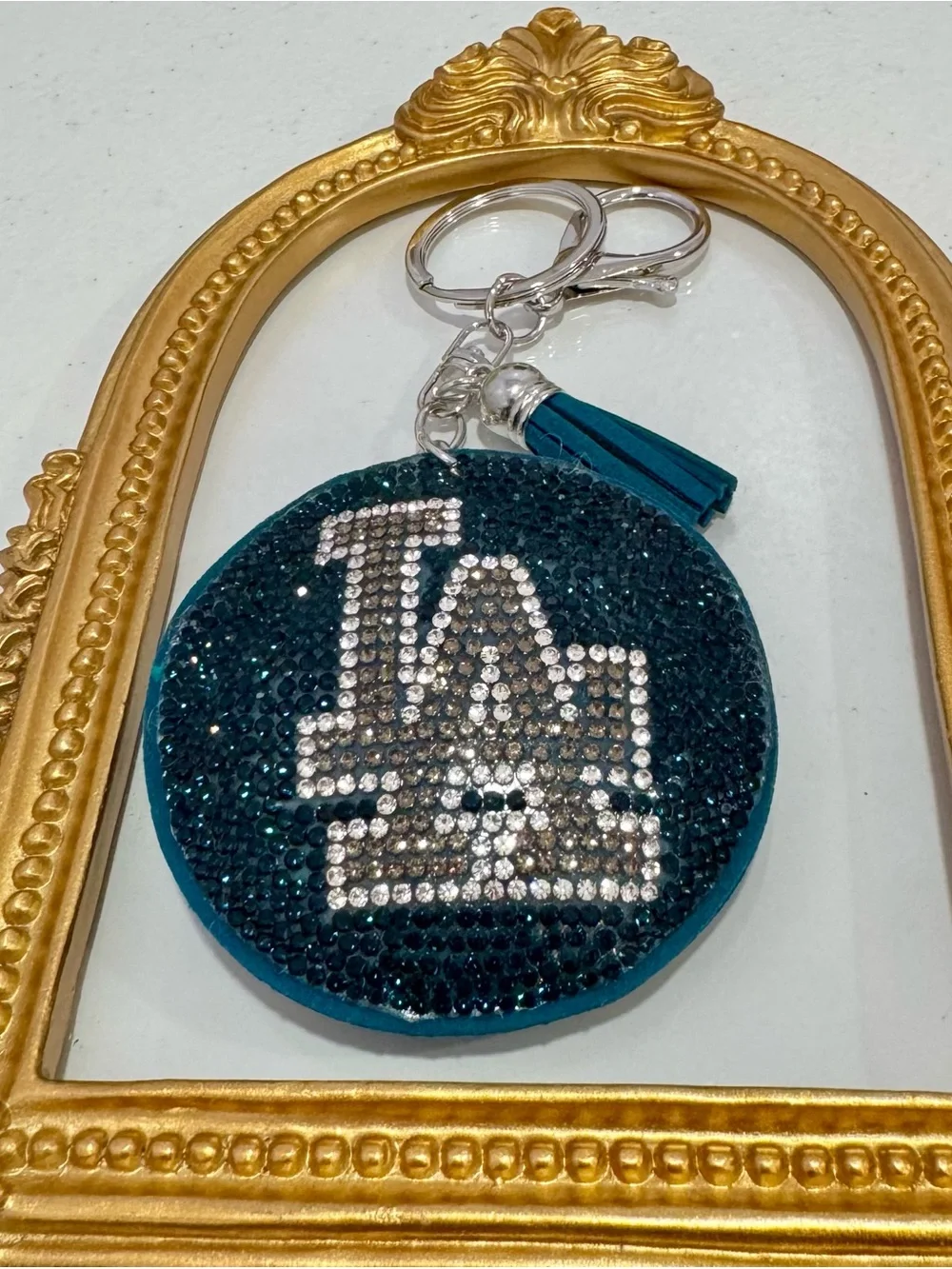 New Crystal-Embellished LA Keychain with Tassel